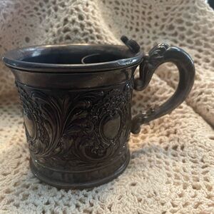 Vtg Men’s Shaving 2 Pc Mug Quadruple Plate Rare Straight Razor Clothes Brush